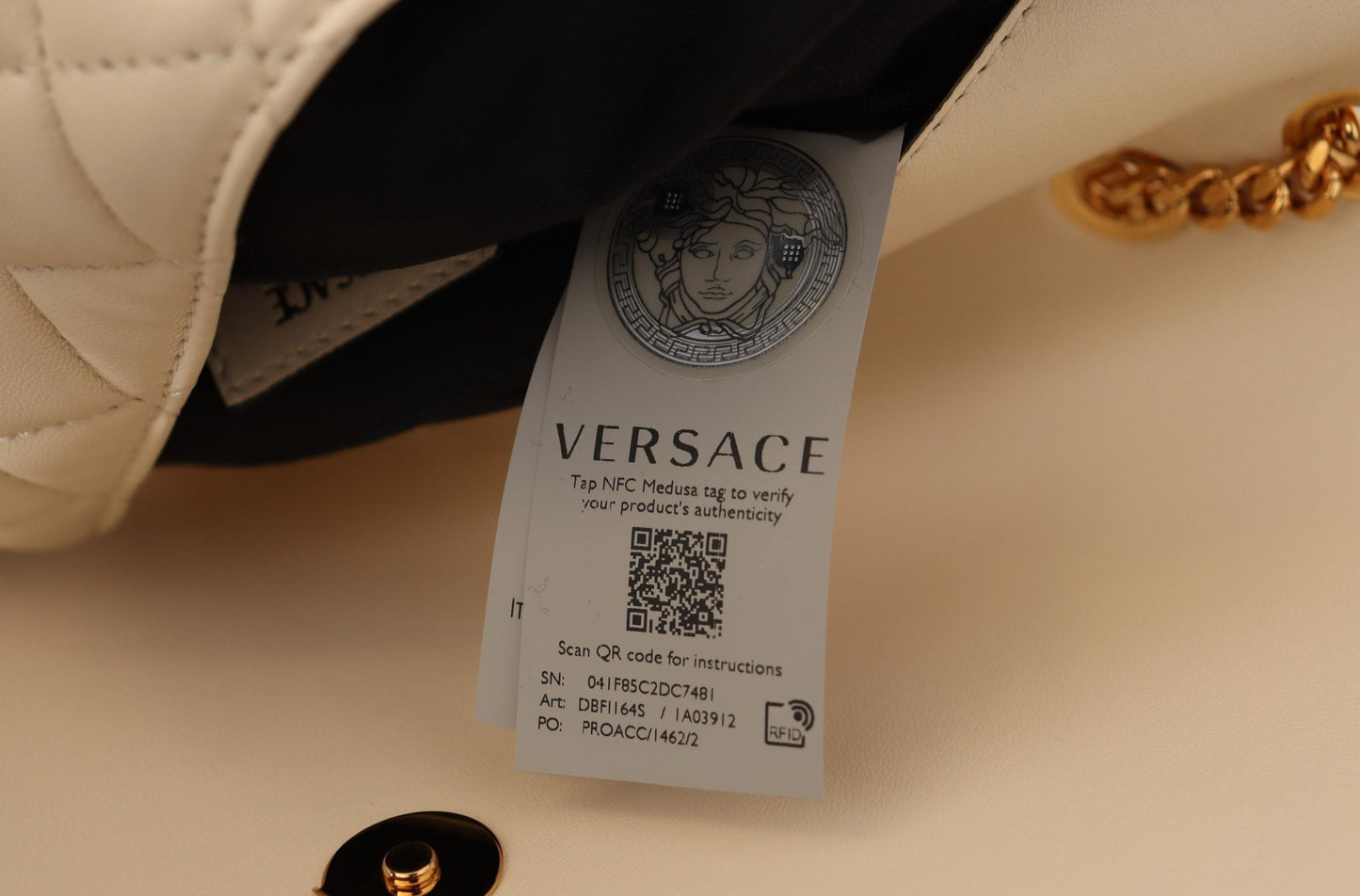 Versace elegant hvid nappa læder skuldertaske