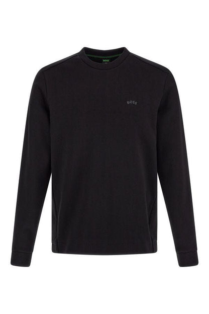 Hugo Boss Elegant Sort Bomuldssweatshirt med Rund Hals