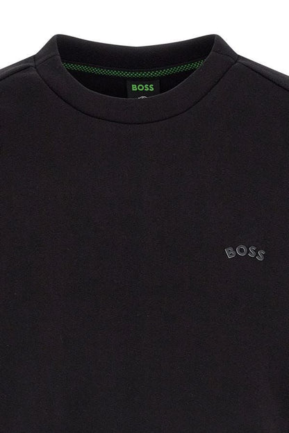 Hugo Boss Elegant Sort Bomuldssweatshirt med Rund Hals