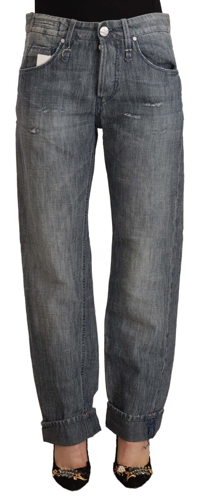 Acht Chic Grey Washed Straight Cut Jeans