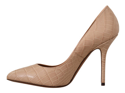 Dolce &amp; Gabbana Elegante Beige Nude Læderpumps
