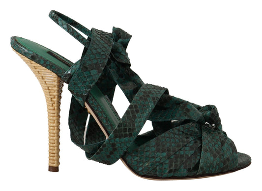 Dolce &amp; Gabbana Elegant Grønne Python Strappy Hæle