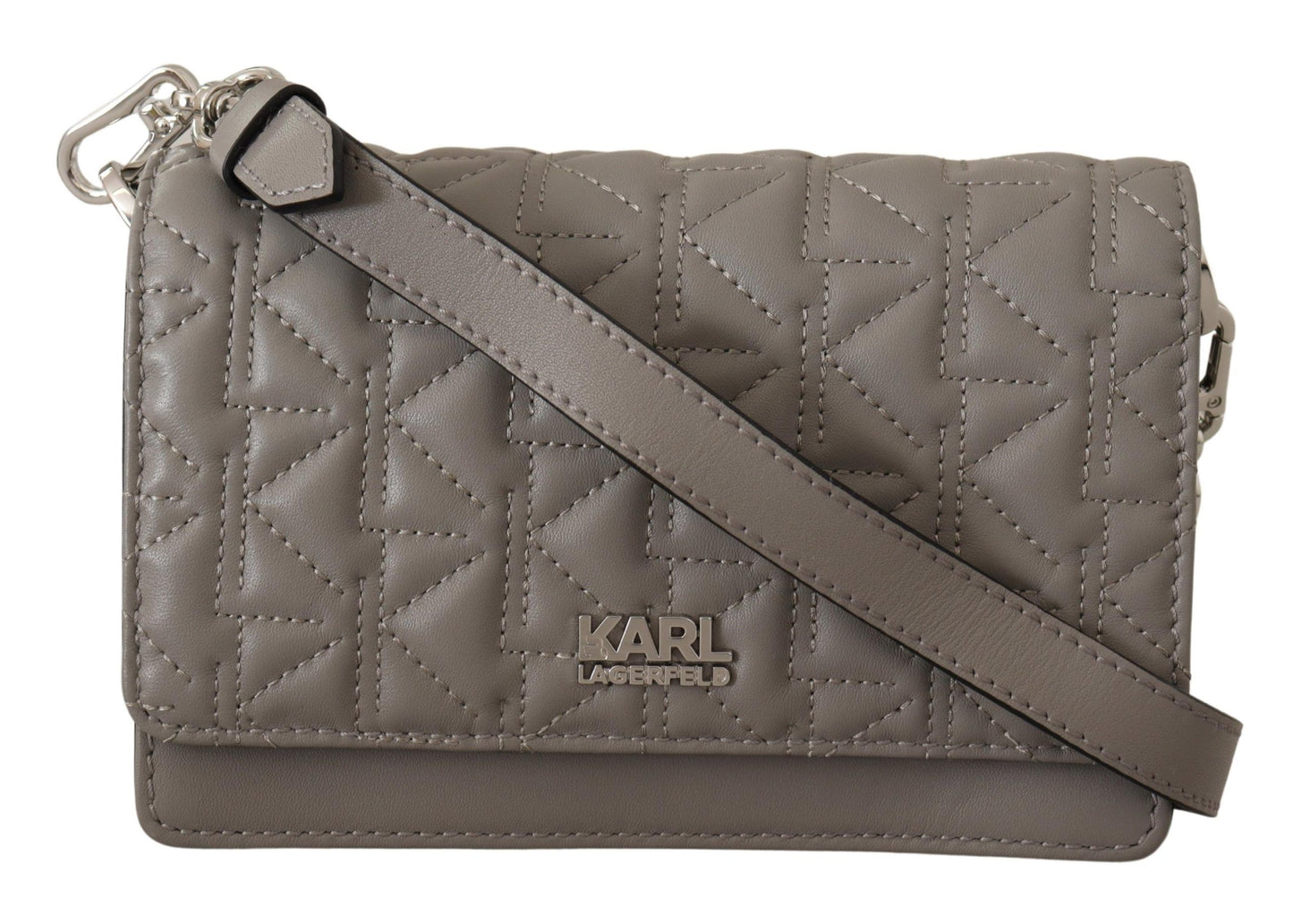 Karl Lagerfeld Elegant grå læder Crossbody taske