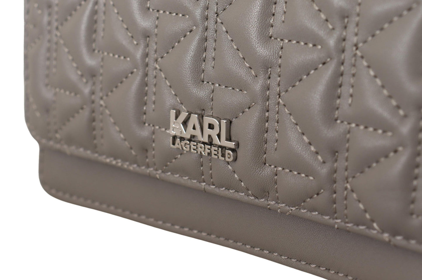 Karl Lagerfeld Elegant grå læder Crossbody taske