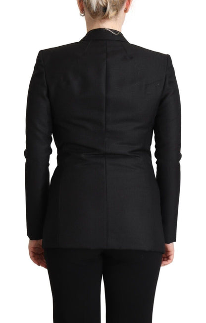 Costume National Elegant Sort Dobbeltradet Blazer