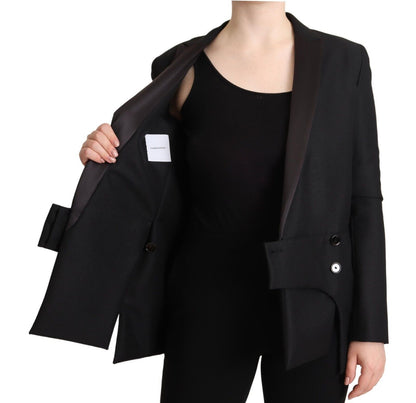 Costume National Elegant Sort Dobbeltradet Blazer