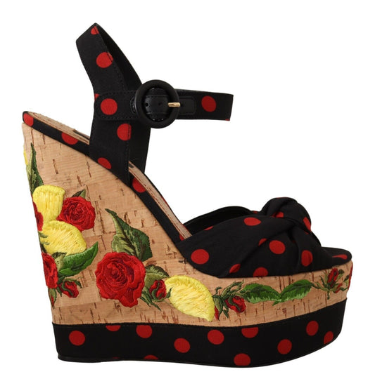 Dolce &amp; Gabbana Multicolor Silk Blend Platform hæle