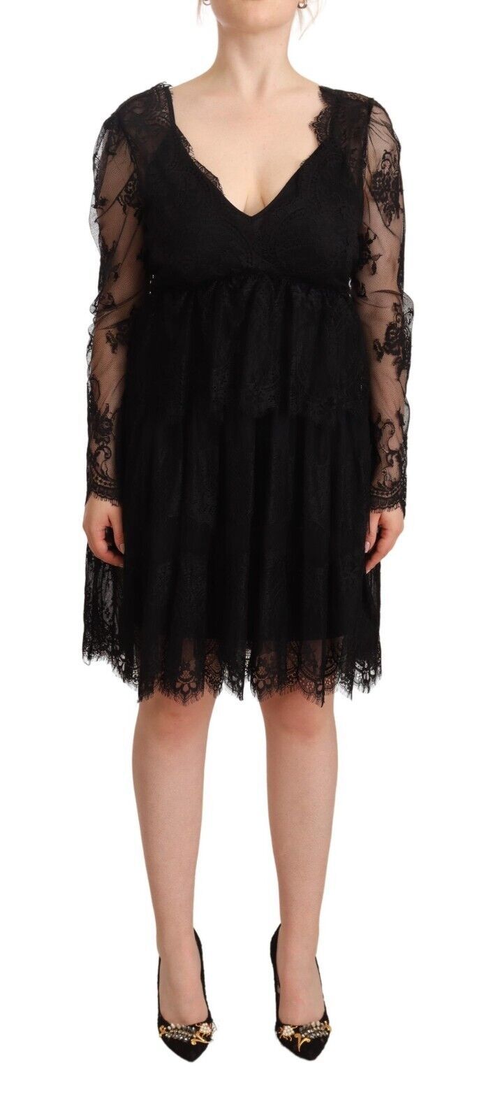 Aniye By Elegant Floral Lace Langærmet Shift Dress