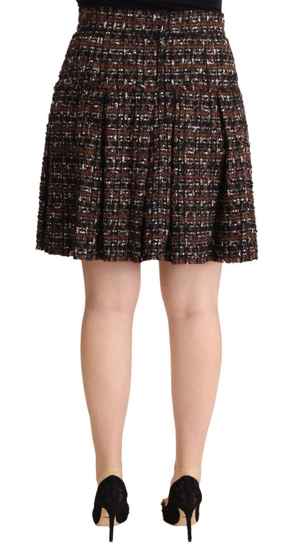 Dolce &amp; Gabbana Chic Brun A-formet Plisseret Mini Nederdel