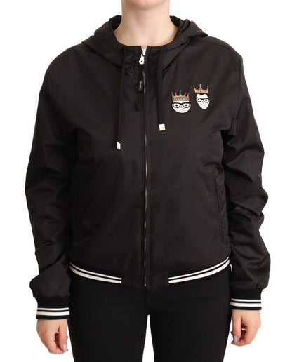 Dolce &amp; Gabbana Elegant Sort Bomberjakke med Hætte
