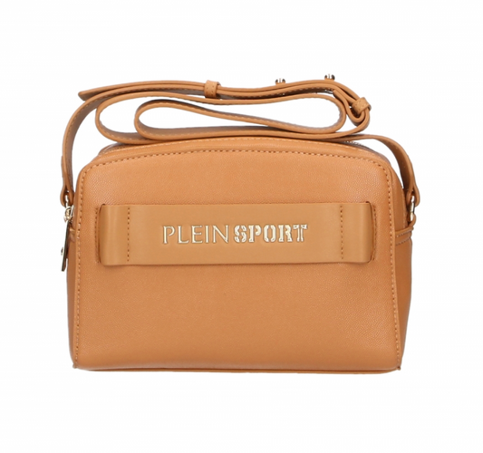 Body Crossbody Plein Sport Chic, în tonuri de cămilă, cu închidere cu fermoar dublu