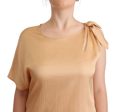 Moschino Elegant Beige Shift-kjole med Én Ærme