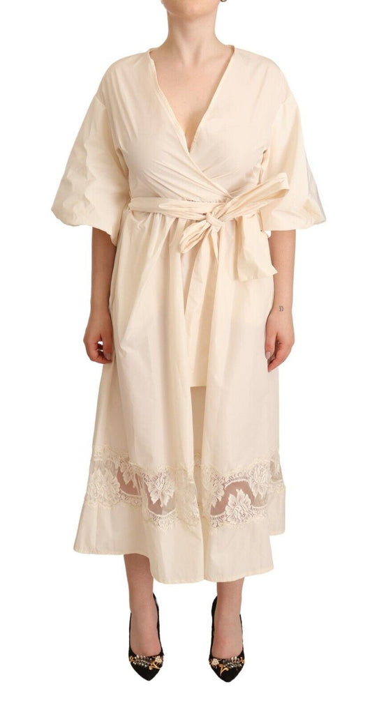PINK MEMORIES Elegant Off White Maxi Wrap-kjole