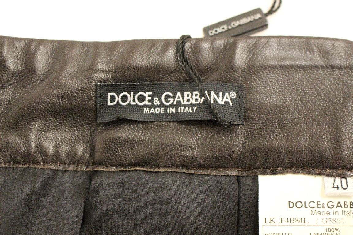 Dolce &amp; Gabbana Elegant Patchwork-nederdel i læder