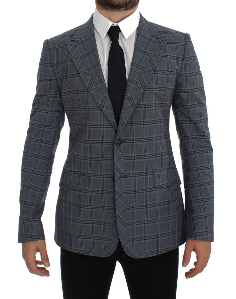 Dolce &amp; Gabbana Elegant Blåternet Slim Fit Blazer