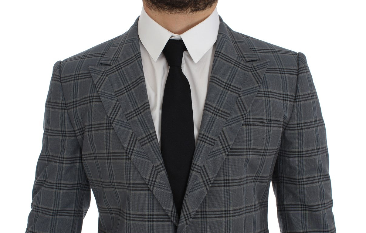 Dolce &amp; Gabbana Elegant Blåternet Slim Fit Blazer