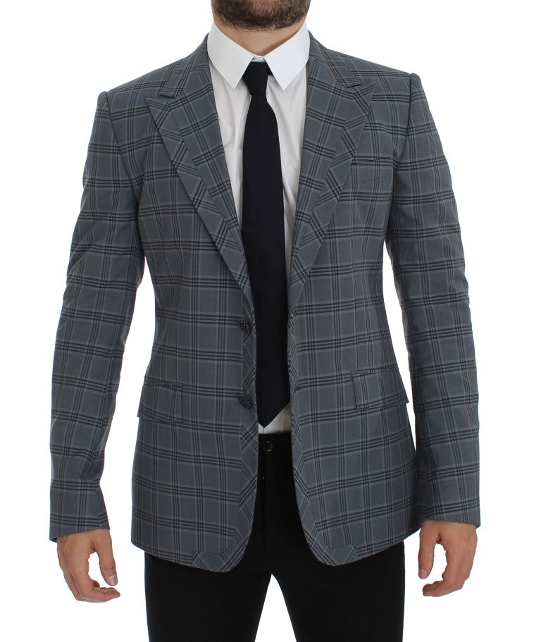 Dolce &amp; Gabbana Elegant Blåternet Slim Fit Blazer