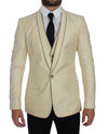 Dolce & Gabbana sofistikeret beige polka prikket blazer & vest