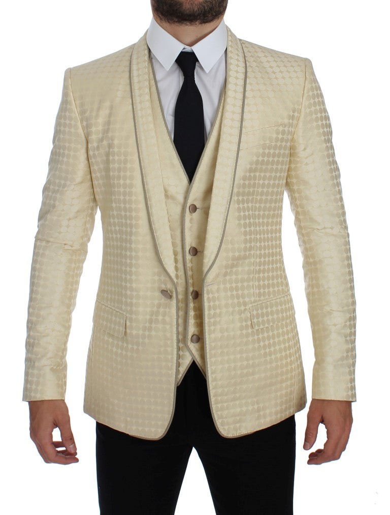 Dolce &amp; Gabbana sofistikeret beige polka prikket blazer &amp; vest