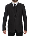 Dolce & Gabbana Elegant grå linned Slim Fit Blazer og Vest