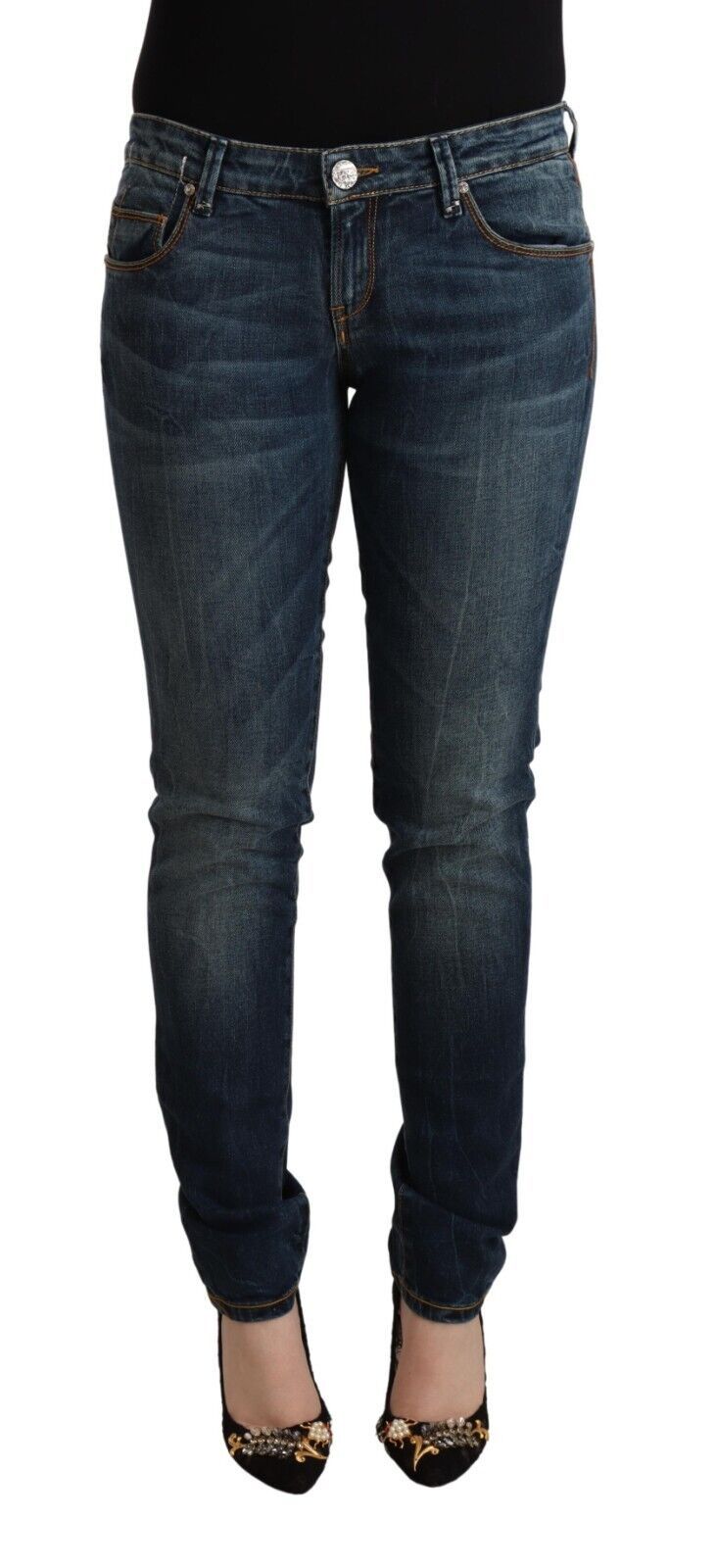 Acht Elegant Slim Fit denim jeans med lav talje