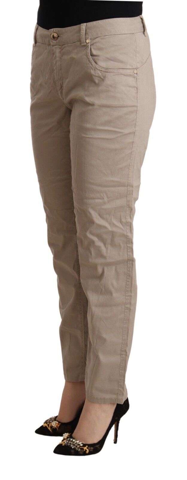 Acht Beige Mid Waist Tapered Bukser