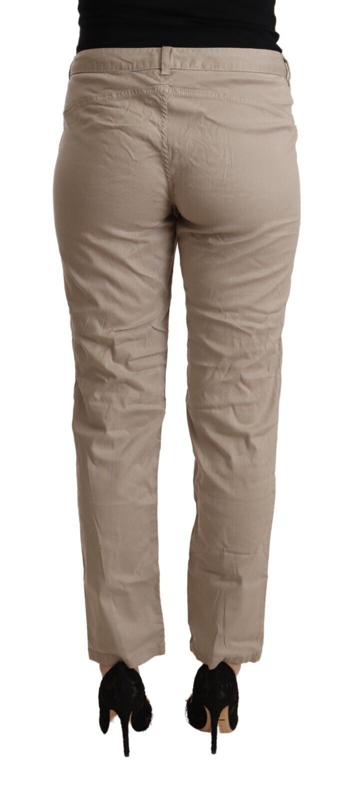 Acht Beige Mid Waist Tapered Bukser