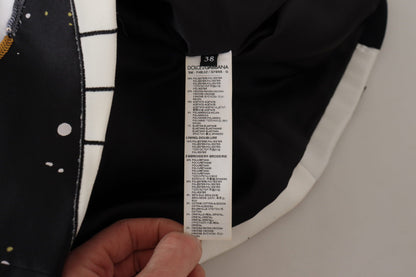 Dolce &amp; Gabbana højtaljet A-formet udsmykket sort nederdel