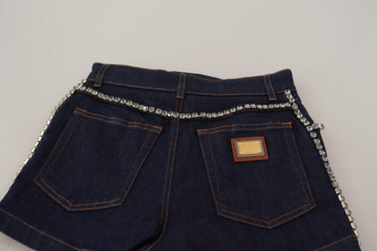 Dolce &amp; Gabbana Chic højtaljede hotpants shorts med krystaldetaljer
