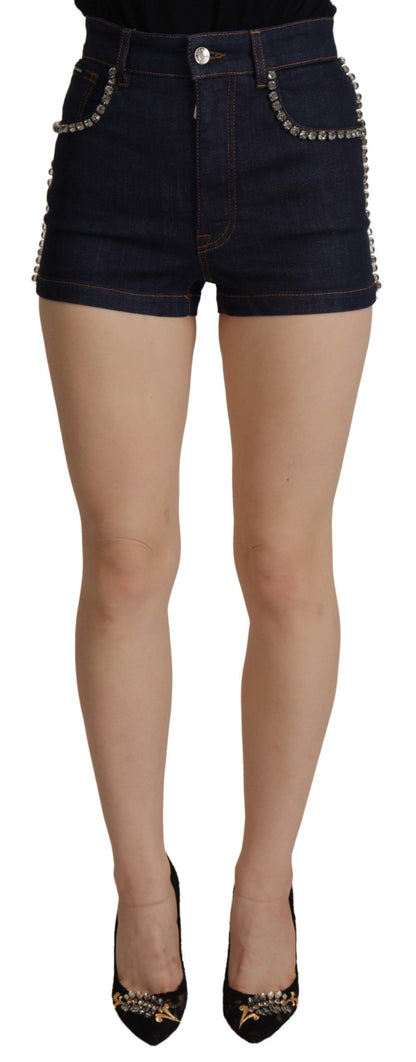 Dolce &amp; Gabbana Chic højtaljede hotpants shorts med krystaldetaljer