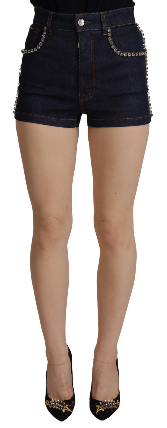 Dolce &amp; Gabbana Chic højtaljede hotpants shorts med krystaldetaljer