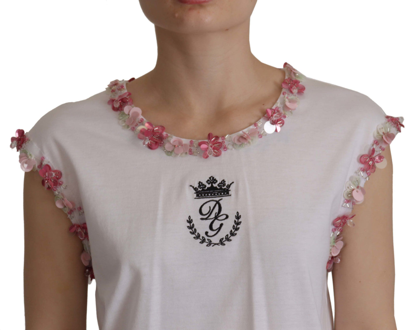 Dolce & Gabbana Chic Sequined Crown Tank Top T-Shirt