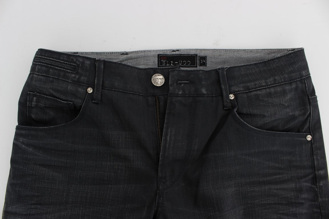 Acht Slanke grå Slim Fit italienske jeans til mænd