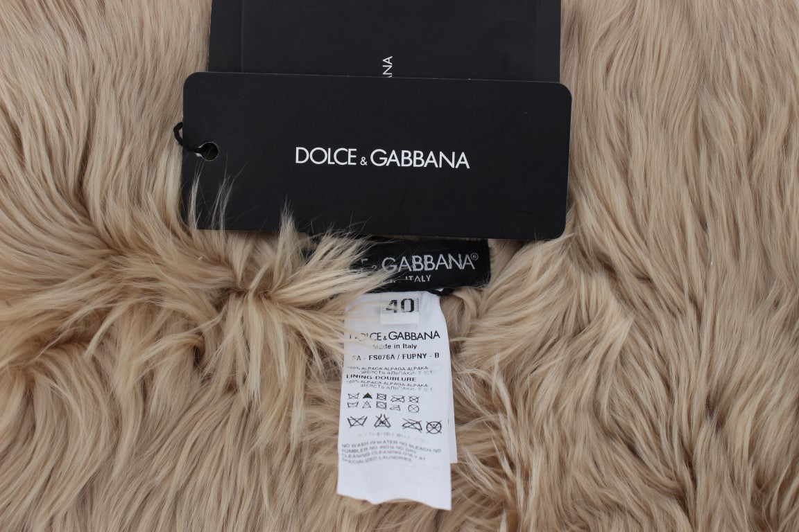 Dolce &amp; Gabbana Elegant alpakapels skulderomslag i beige