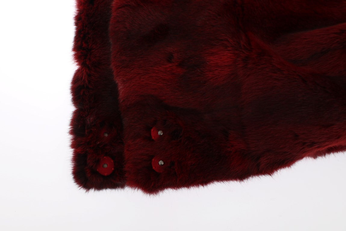 Dolce &amp; Gabbana Luksuriøs Bordeaux Fur Tørklæde med hætte