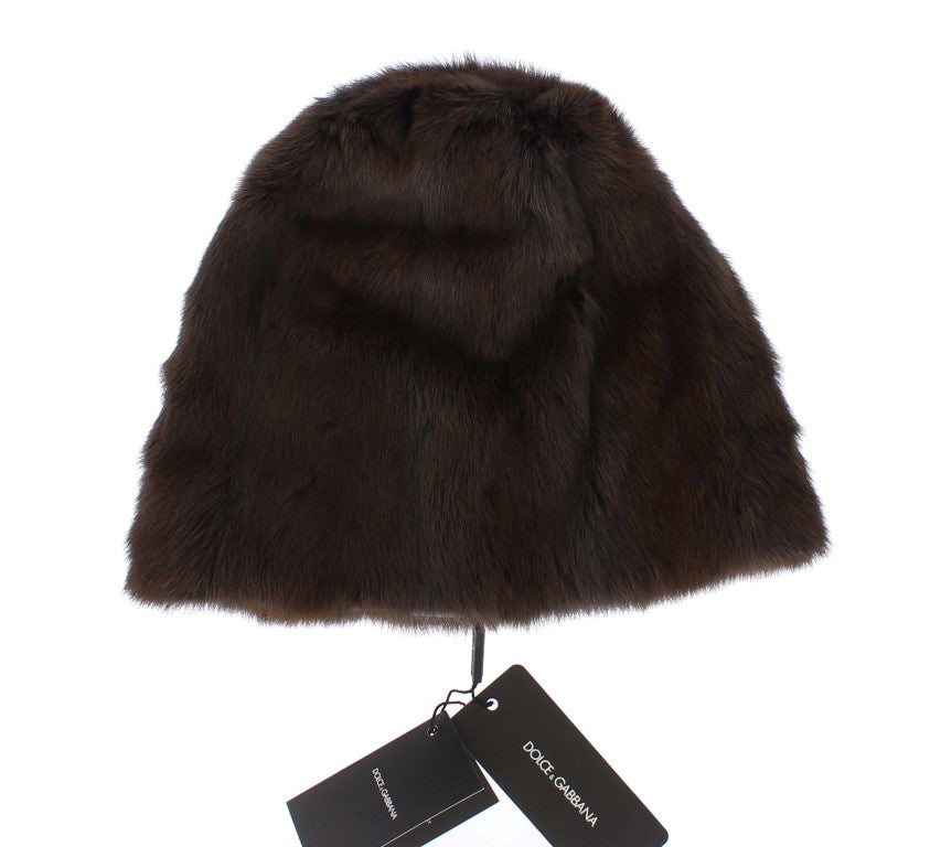 Dolce &amp; Gabbana Luksuriøs brun Weasel Pelsbeanie