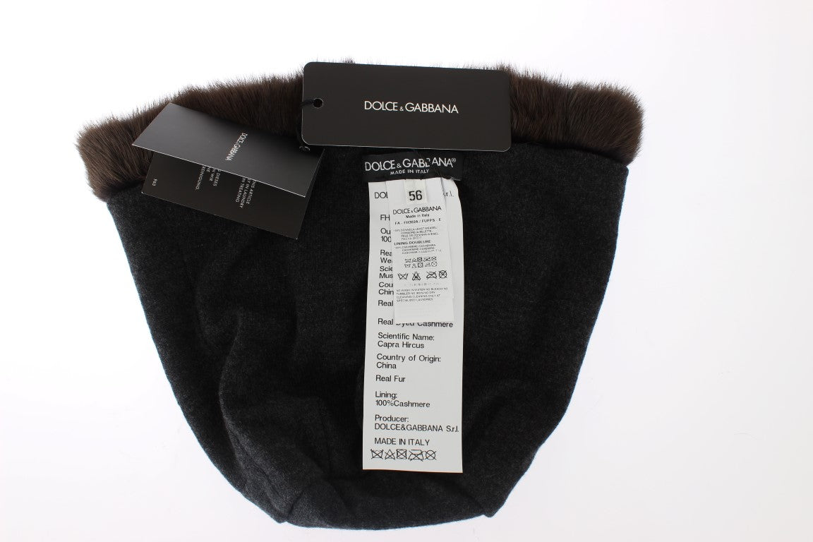 Dolce &amp; Gabbana Luksuriøs brun Weasel Pelsbeanie