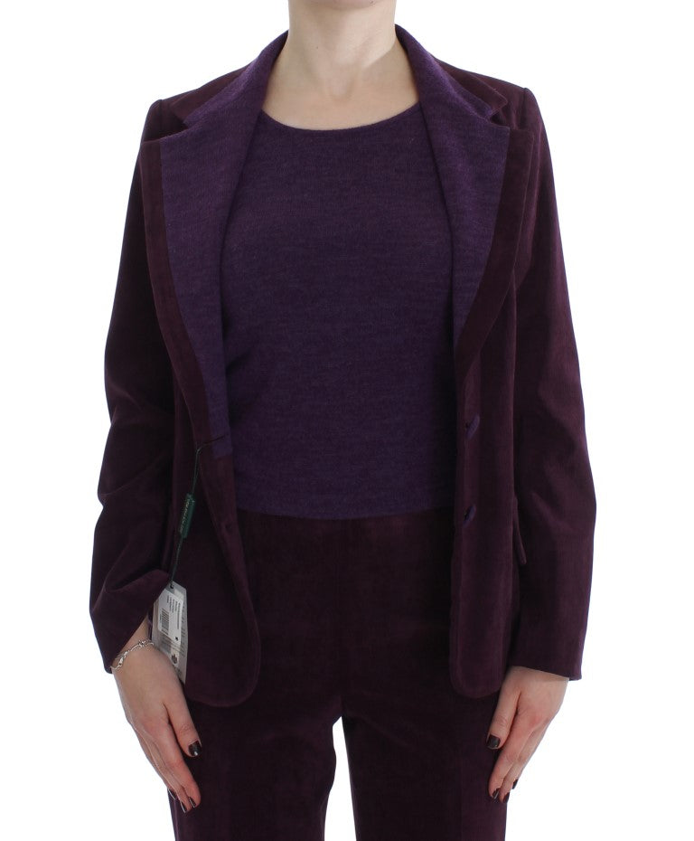 BENCIVENGA Elegant Purple Wool Blend Three Piece Suit Set