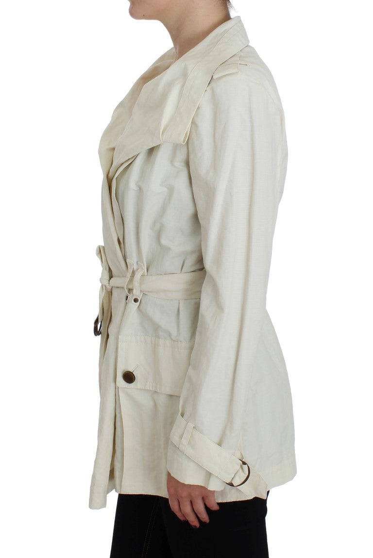 PLEIN SUD Elegant hvid wrap trench-jakke