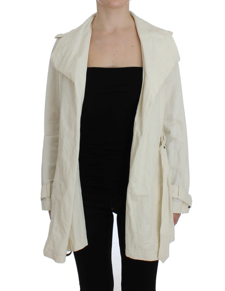 PLEIN SUD Elegant hvid wrap trench-jakke