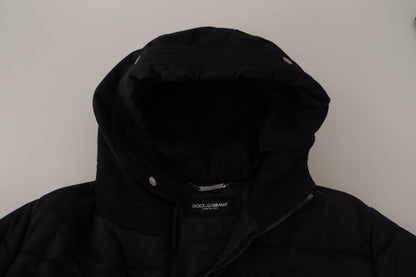 Dolce &amp; Gabbana Elegant Sort Hættetrøje Parka Vinterjakke