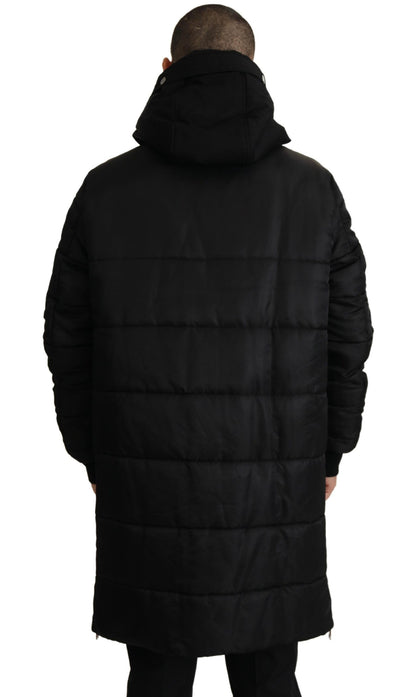 Dolce &amp; Gabbana Elegant Sort Hættetrøje Parka Vinterjakke