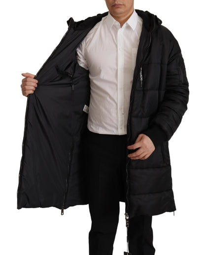 Dolce &amp; Gabbana Elegant Sort Hættetrøje Parka Vinterjakke