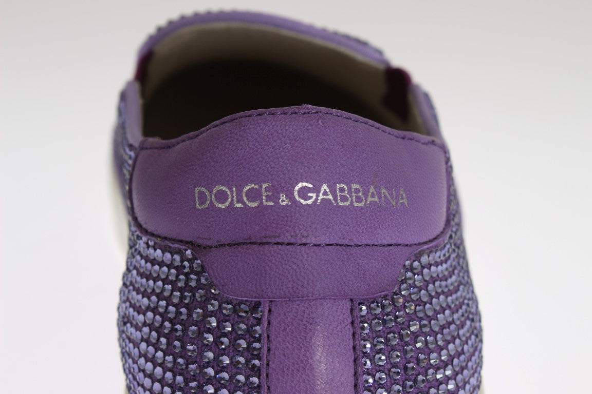 Dolce &amp; Gabbana Elegante Lilla Strass Fashion Sneakers