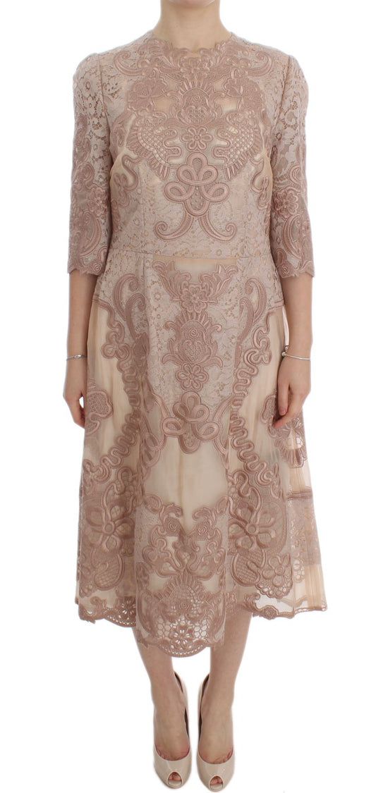 Dolce &amp; Gabbana Elegant Pink Blonde Broderet Shift Dress