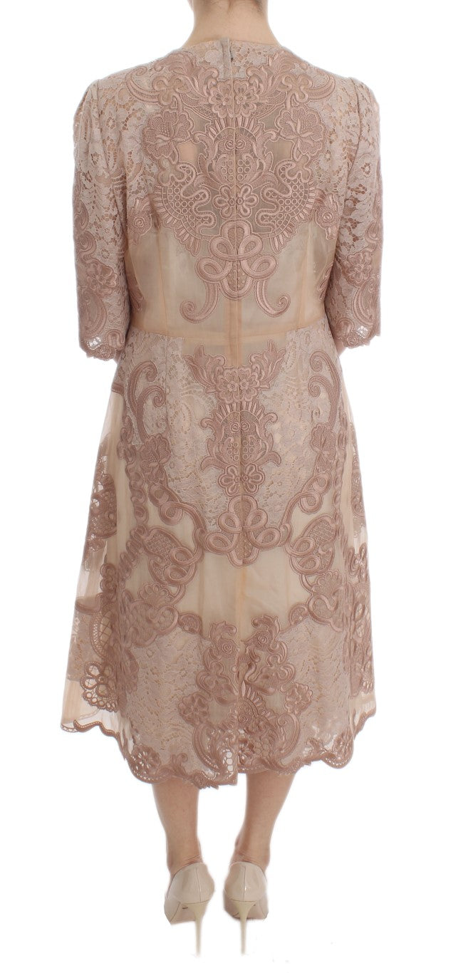 Dolce &amp; Gabbana Elegant Pink Blonde Broderet Shift Dress