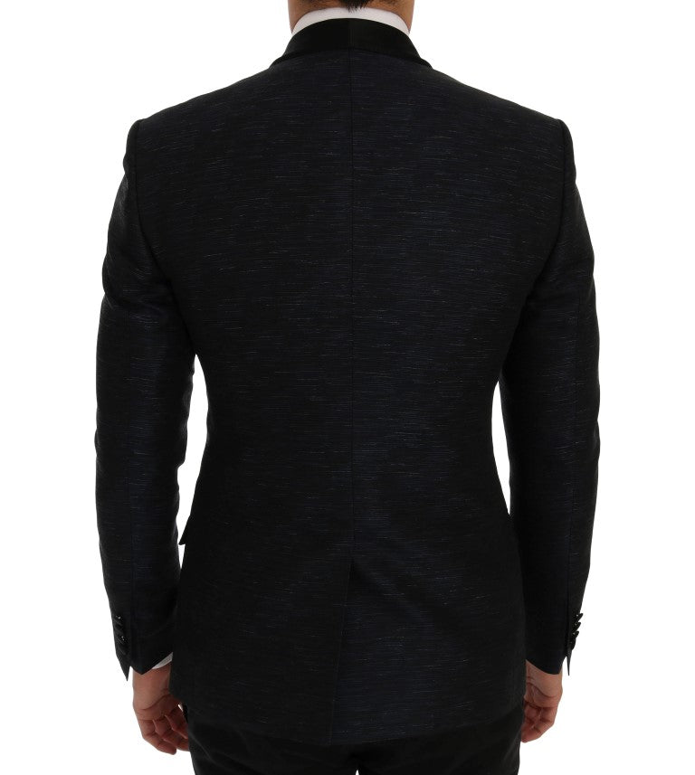 Dolce &amp; Gabbana Elegant Blue &amp; Black Slim Fit Suit Ensemble