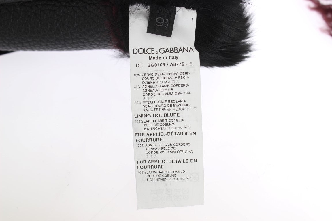 Dolce &amp; Gabbana Elegant sorte &amp; Bordeaux læderhandsker