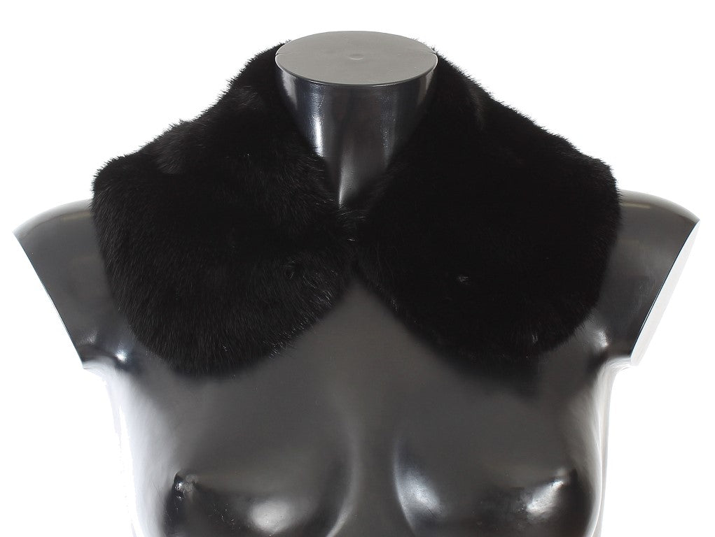 Dolce &amp; Gabbana Elegant Black Mink Fur Skulder Wrap tørklæde