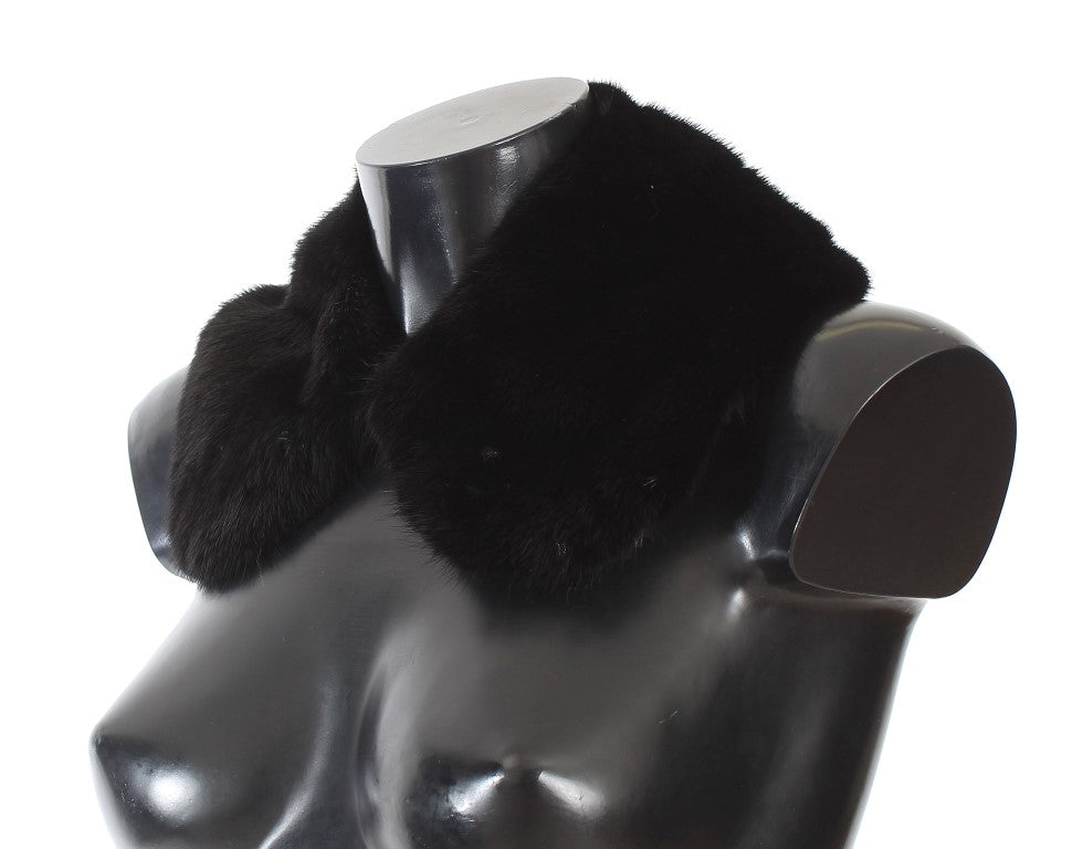 Dolce &amp; Gabbana Elegant Black Mink Fur Skulder Wrap tørklæde